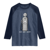 Route Highway 66 Americana Road Trip Raglan Shirt Gas Grill Glory