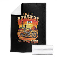 Funny Route Highway 66 Biker Skeleton Throw Blanket Road To Adventure