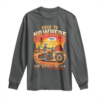 Funny Route Highway 66 Biker Skeleton Long Sleeve Shirt Road To Adventure