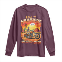 Funny Route Highway 66 Biker Skeleton Long Sleeve Shirt Road To Adventure
