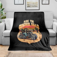 Funny Route Highway 66 Goose Biker Throw Blanket Ride The Mother Road