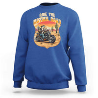 Funny Route Highway 66 Goose Biker Sweatshirt Ride The Mother Road