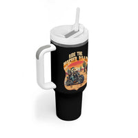 Funny Route Highway 66 Goose Biker Tumbler With Handle Ride The Mother Road