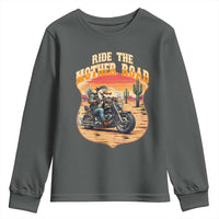 Funny Route Highway 66 Goose Biker Youth Sweatshirt Ride The Mother Road