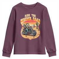 Funny Route Highway 66 Goose Biker Youth Sweatshirt Ride The Mother Road