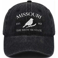 Vintage Blue Bird Missouri Washed Cotton Baseball Cap The Show Me State Pride