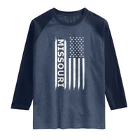 USA Flag Missouri State Pride Raglan Shirt Missourian Pride
