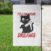 Killer Black Cat Halloween Garden Flag Follow Your Dreams - Wonder Print Shop