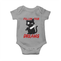 Killer Black Cat Halloween Baby Onesie Follow Your Dreams - Wonder Print Shop