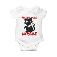 Killer Black Cat Halloween Baby Onesie Follow Your Dreams - Wonder Print Shop