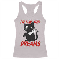 Killer Black Cat Halloween Racerback Tank Top Follow Your Dreams - Wonder Print Shop