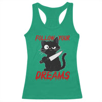 Killer Black Cat Halloween Racerback Tank Top Follow Your Dreams - Wonder Print Shop