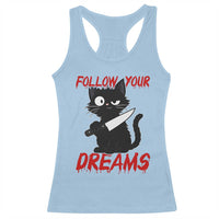 Killer Black Cat Halloween Racerback Tank Top Follow Your Dreams - Wonder Print Shop