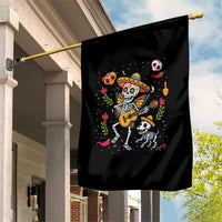 Day Of The Dead Skeleton Garden Flag Playing Guitar With Dog Mexican Festival - Wonder Print Shop