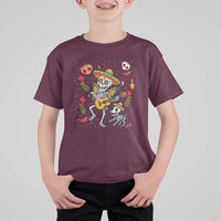 Day Of The Dead Skeleton T Shirt For Kid Playing Guitar With Dog Mexican Festival - Wonder Print Shop