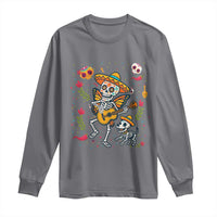 Day Of The Dead Skeleton Long Sleeve Shirt Playing Guitar With Dog Mexican Festival - Wonder Print Shop