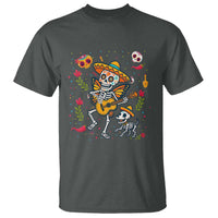 Day Of The Dead Skeleton T Shirt Playing Guitar With Dog Mexican Festival - Wonder Print Shop