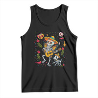 Day of the Dead Skeleton Tank Top Playing Guitar With Dog Mexican Festival - Wonder Print Shop