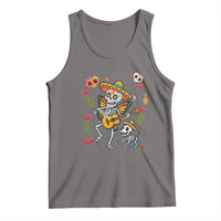 Day of the Dead Skeleton Tank Top Playing Guitar With Dog Mexican Festival - Wonder Print Shop