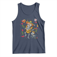 Day of the Dead Skeleton Tank Top Playing Guitar With Dog Mexican Festival - Wonder Print Shop