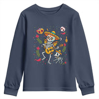 Day Of The Dead Skeleton Youth Sweatshirt Playing Guitar With Dog Mexican Festival - Wonder Print Shop