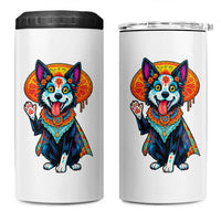 Dia De Los Muertos Border Collie 4 in 1 Can Cooler Tumbler Sugar Skull Dog Day Of The Dead Gift