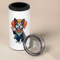 Dia De Los Muertos Border Collie 4 in 1 Can Cooler Tumbler Sugar Skull Dog Day Of The Dead Gift