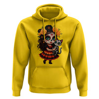 Day Of The Dead Latina Hoodie Cute Girl With Skeleton Kitten Floral Skull - Wonder Print Shop