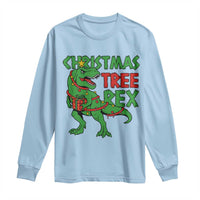 Christmas Dinosaur Long Sleeve Shirt Funny Tree Rex Xmas Light - Wonder Print Shop