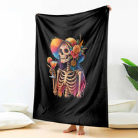 Funny Summer Sugar Skull Cocktail Lover Throw Blanket