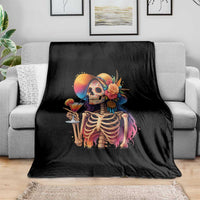 Funny Summer Sugar Skull Cocktail Lover Throw Blanket