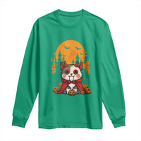 Halloween Cat Long Sleeve Shirt Horror Vampire Kawaii Chibi Kitten - Wonder Print Shop