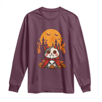 Halloween Cat Long Sleeve Shirt Horror Vampire Kawaii Chibi Kitten - Wonder Print Shop