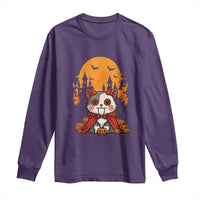 Halloween Cat Long Sleeve Shirt Horror Vampire Kawaii Chibi Kitten - Wonder Print Shop