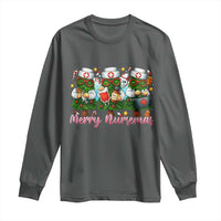 Christmas Nurse Long Sleeve Shirt Funny Merry Nursemas Pine Tree - Wonder Print Shop