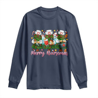 Christmas Nurse Long Sleeve Shirt Funny Merry Nursemas Pine Tree - Wonder Print Shop
