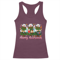 Christmas Nurse Racerback Tank Top Funny Merry Nursemas Pine Tree - Wonder Print Shop