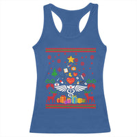 Funny Christmas Healthcare Worker Racerback Tank Top Nurses And Doctors Pine Tree - Wonder Print Shop
