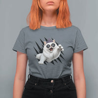 Funny Princess Cat With Featuring Scratch Effect Printed T Shirt For Women This Is An Outrage