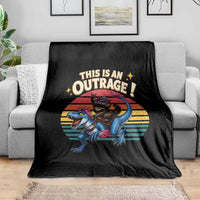 This Is An Outrage Cat Riding Dinosaur Throw Blanket Sci-Fi Book Lover Gift
