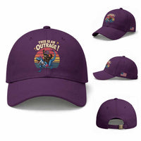 This Is An Outrage Cat Riding Dinosaur Baseball Cap Sci-Fi Book Lover Gift