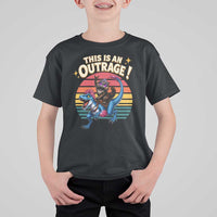This Is An Outrage Cat Riding Dinosaur T Shirt For Kid Sci-Fi Book Lover Gift