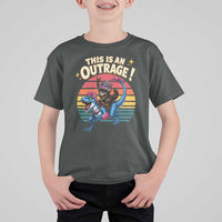 This Is An Outrage Cat Riding Dinosaur T Shirt For Kid Sci-Fi Book Lover Gift