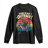 This Is An Outrage Cat Riding Dinosaur Long Sleeve Shirt Sci-Fi Book Lover Gift