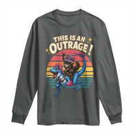 This Is An Outrage Cat Riding Dinosaur Long Sleeve Shirt Sci-Fi Book Lover Gift