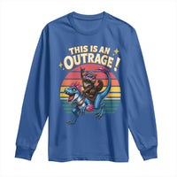 This Is An Outrage Cat Riding Dinosaur Long Sleeve Shirt Sci-Fi Book Lover Gift
