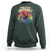 This Is An Outrage Cat Riding Dinosaur Sweatshirt Sci-Fi Book Lover Gift