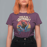 This Is An Outrage Cat Riding Dinosaur T Shirt For Women Sci-Fi Book Lover Gift