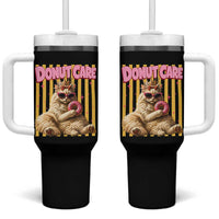 Funny Princess Cat Eating Donut Tumbler With Handle Sci-Fi Book Lover Gift