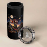 Funny Princess Cat On Dinosaur Patriotic Freedom Gift 4 in 1 Can Cooler Tumbler